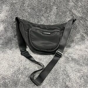 Madden Girl black nylon crescent crossbody bag